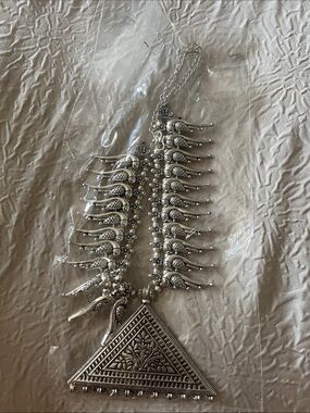 Silver-Tone Tribal Triangle Pendant Necklace - Women's Jewelry